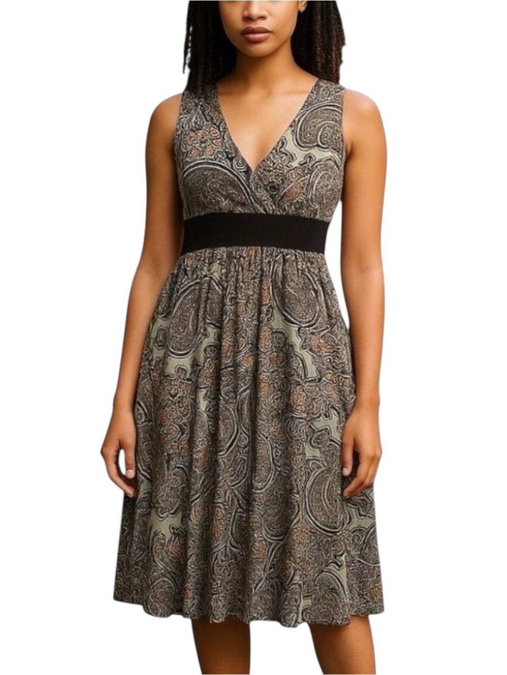 Michael Kors Cream Brown Pink Paisley Dress Size XS Coastal Grandma
